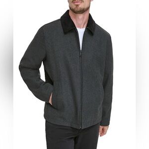 Dockers Jacket Mens XXL Gray Washable Wool Blend Short Cord Collar Peacoat NEW